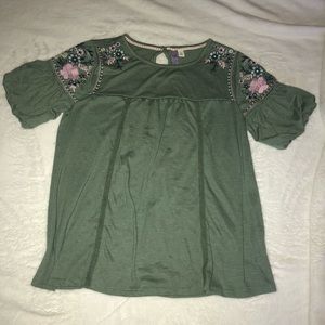 Green embroidered shirt